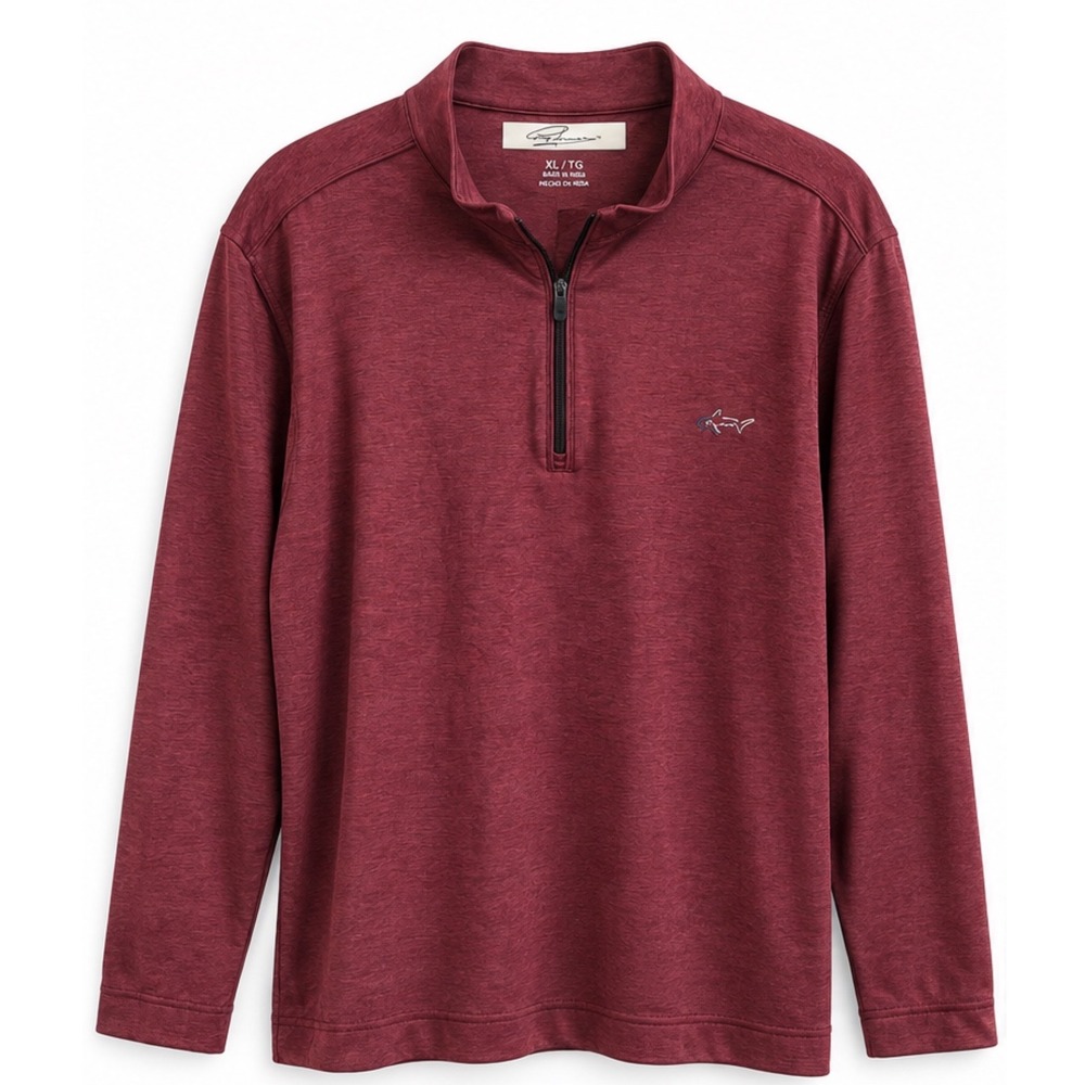 Greg Norman Mens XL Quarter Zip Golf Pullover Heathered Burgundy Maroon Shark